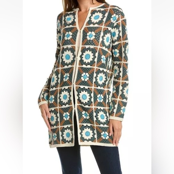 Tyler Böe Blocked Crochet Cardigan Size XL Knit Long Sleeve B6 - Picture 1 of 11